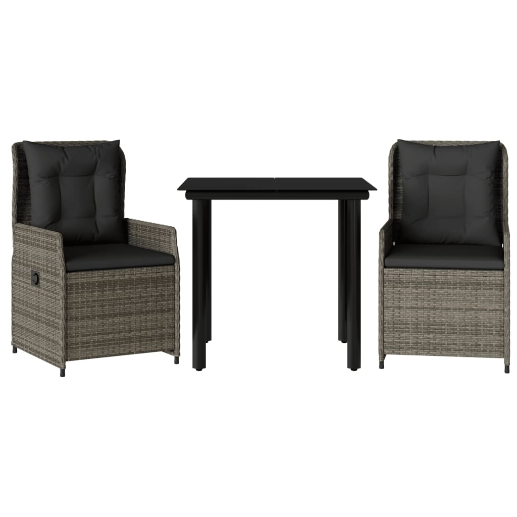 Set mobilier de grădină cu perne, 3 piese, gri, poliratan GartenMobel Dekor