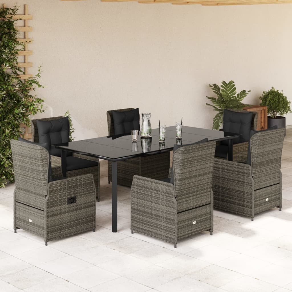 Set mobilier de grădină cu perne, 7 piese, gri, poliratan GartenMobel Dekor
