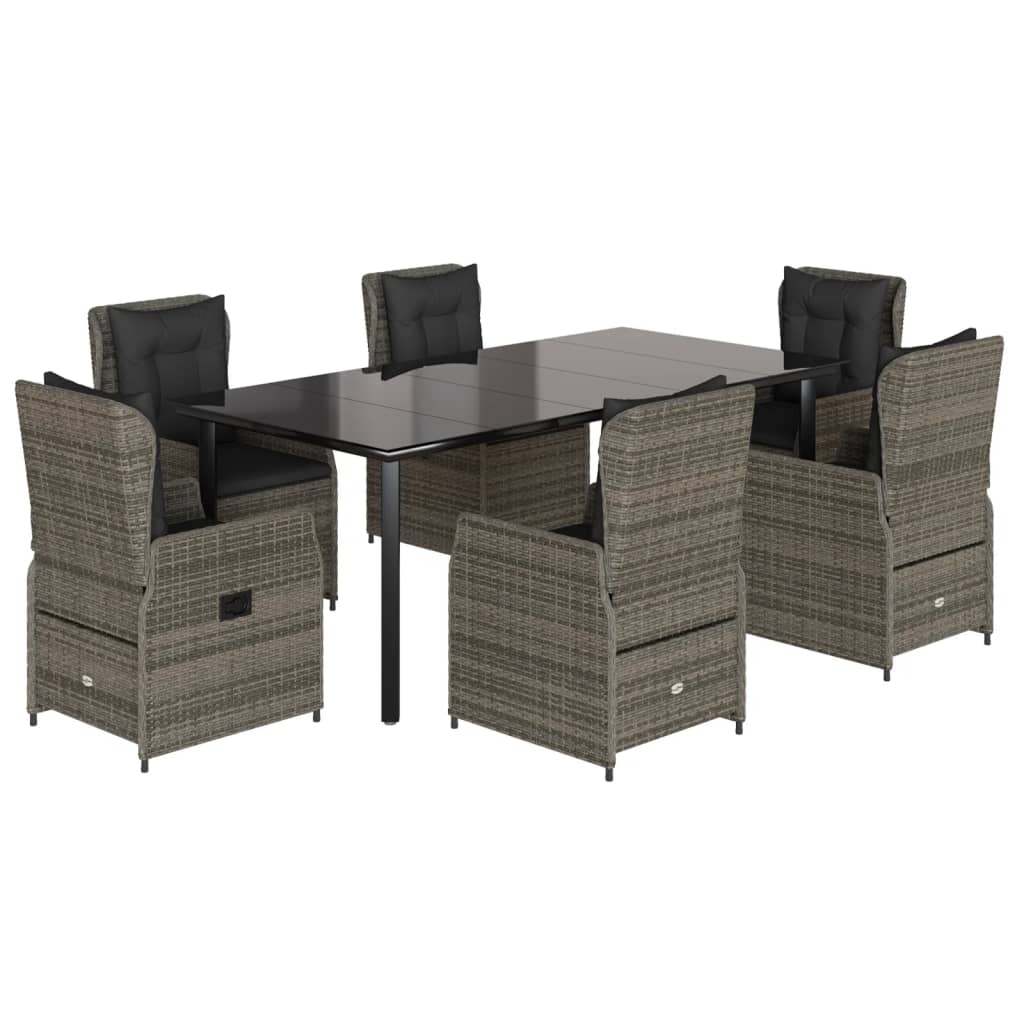 Set mobilier de grădină cu perne, 7 piese, gri, poliratan GartenMobel Dekor