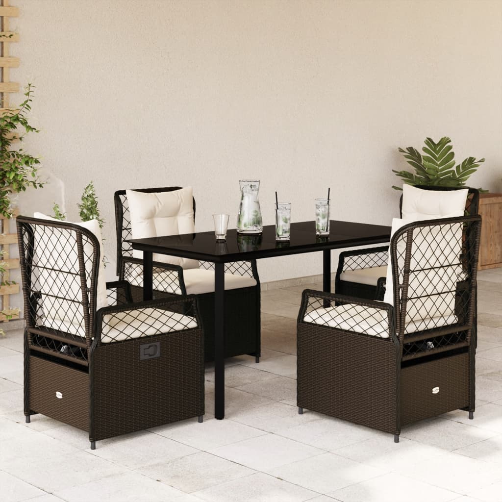 Set mobilier de grădină, 5 piese, cu perne, maro, poliratan GartenMobel Dekor
