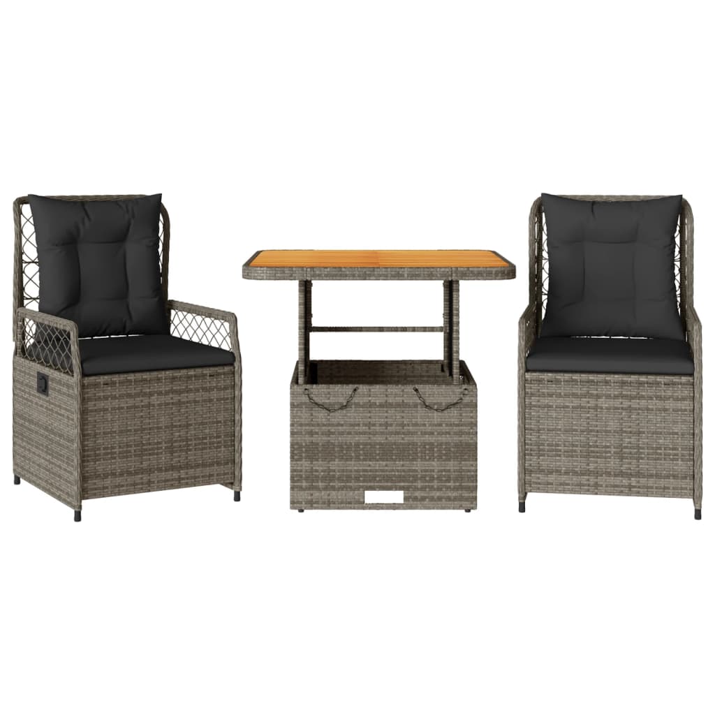 Set mobilier de grădină cu perne, 3 piese, gri, poliratan GartenMobel Dekor