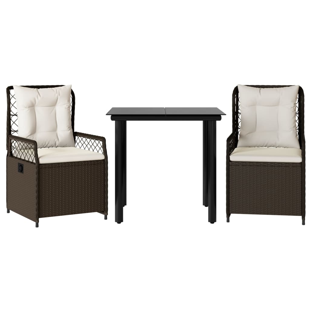 Set mobilier de grădină cu perne, 3 piese, maro, poliratan GartenMobel Dekor