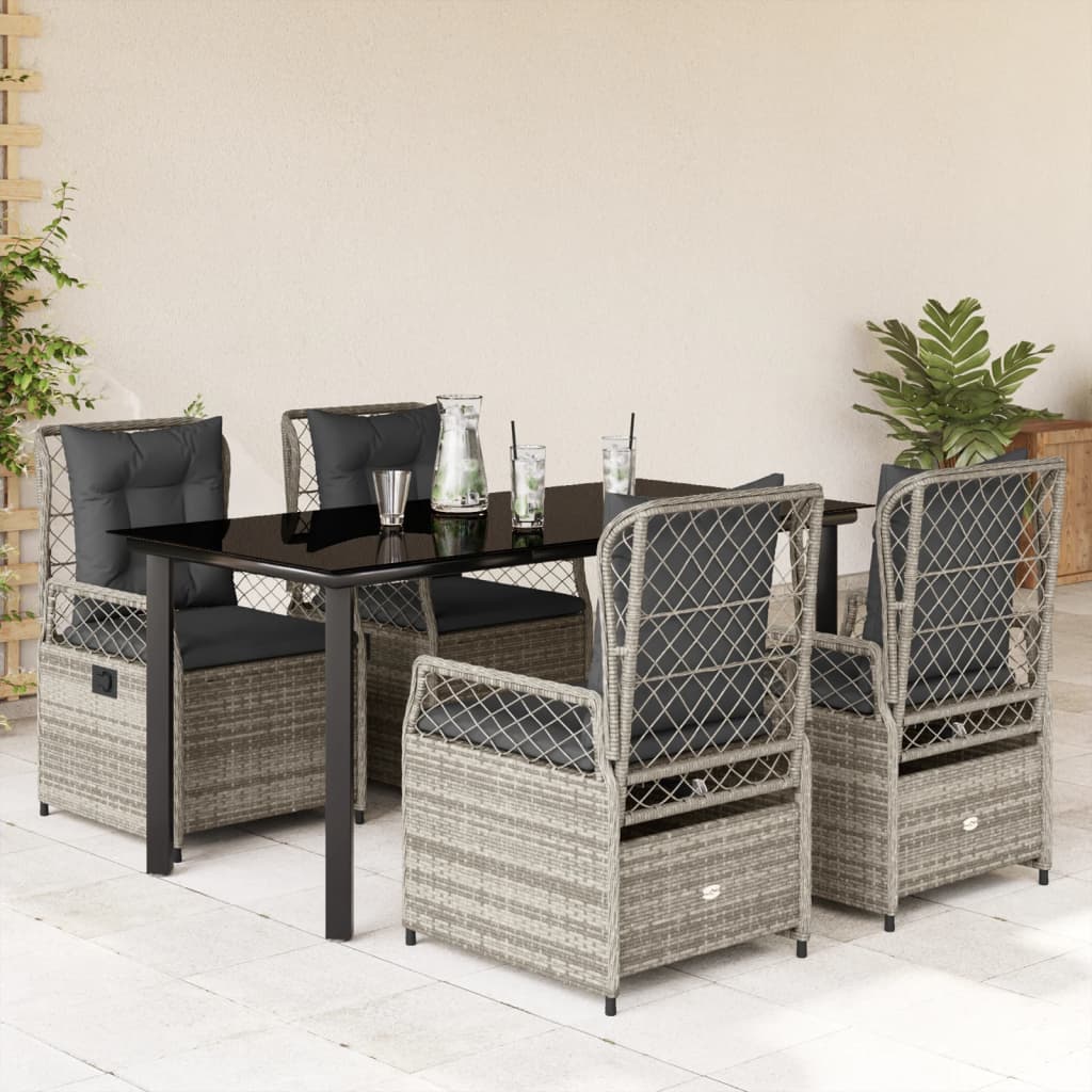 Set mobilier de grădină cu perne, 5 piese, gri, poliratan GartenMobel Dekor