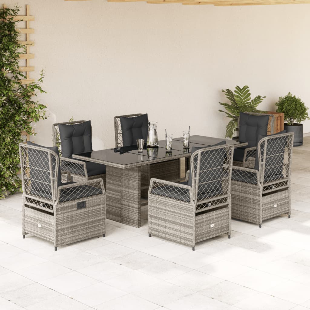 Set mobilier de grădină cu perne, 7 piese, gri, poliratan GartenMobel Dekor