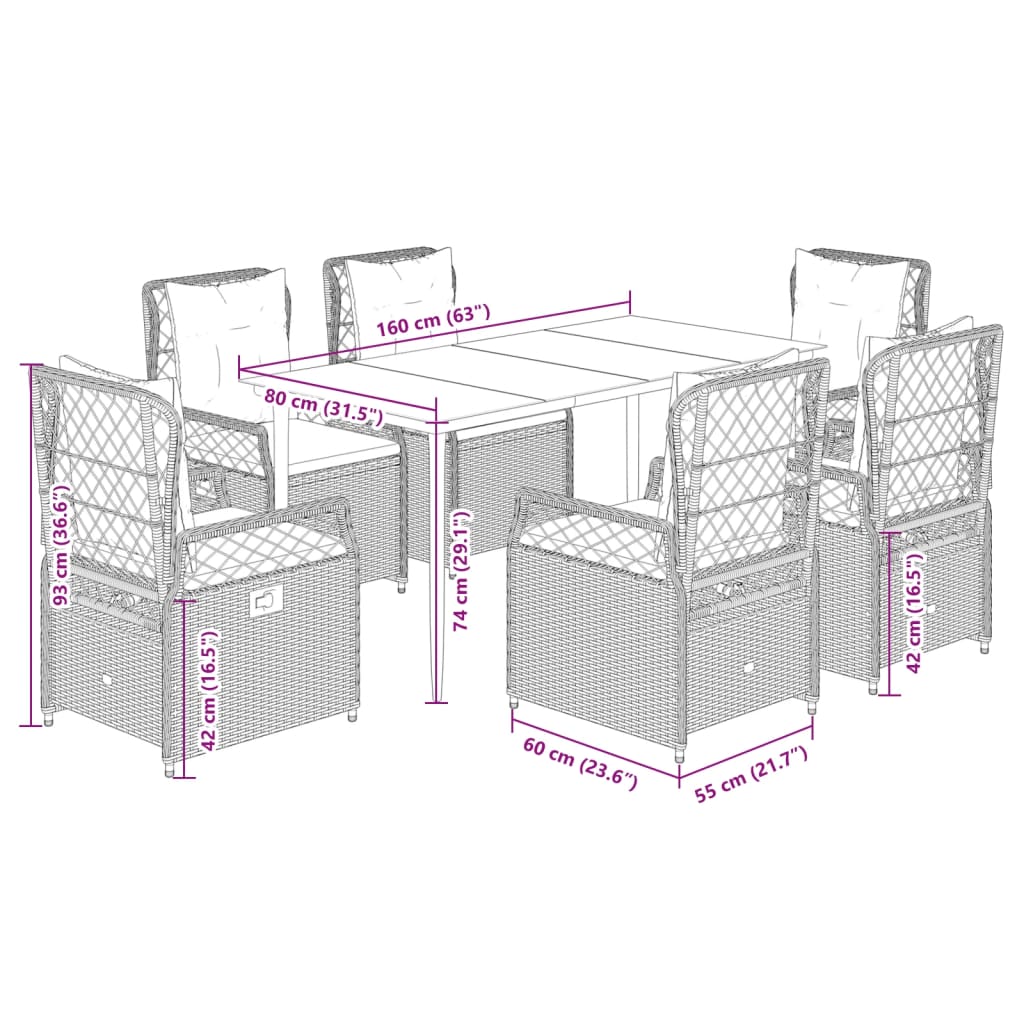 Set mobilier de grădină cu perne, 7 piese, gri, poliratan GartenMobel Dekor