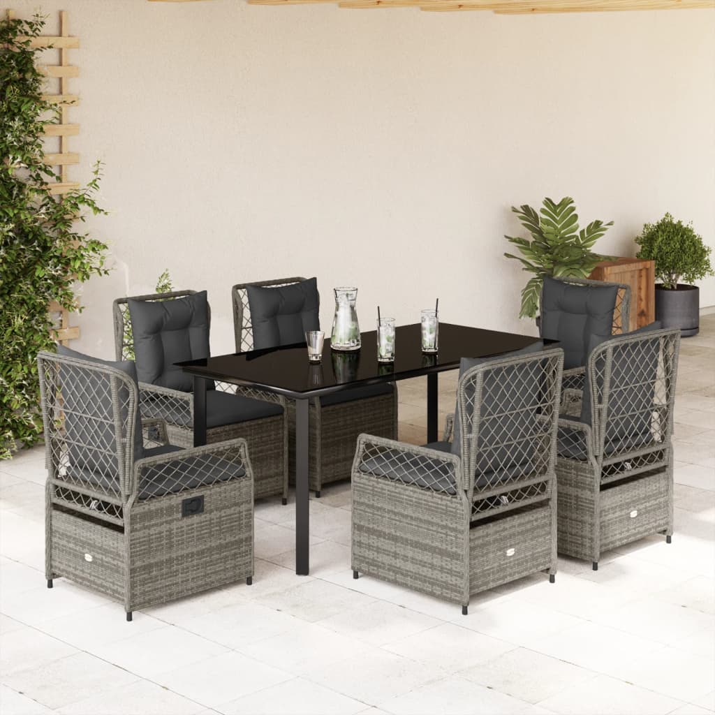 Set mobilier de grădină cu perne, 7 piese, gri, poliratan GartenMobel Dekor
