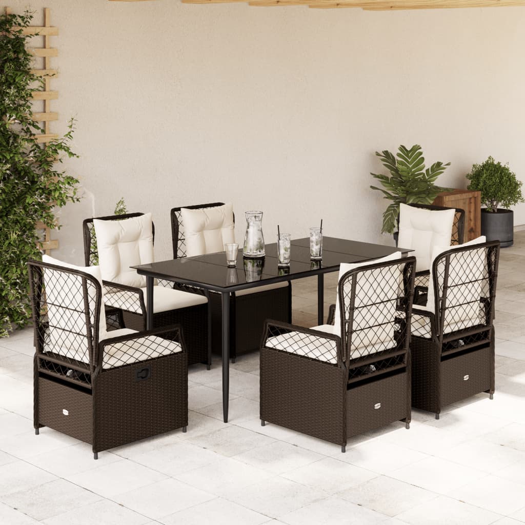Set mobilier de grădină cu perne, 7 piese, maro, poliratan GartenMobel Dekor