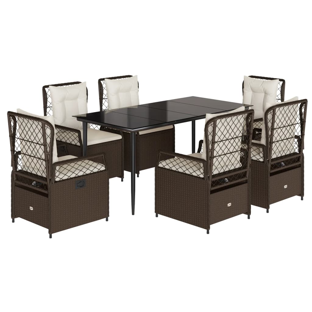 Set mobilier de grădină cu perne, 7 piese, maro, poliratan GartenMobel Dekor