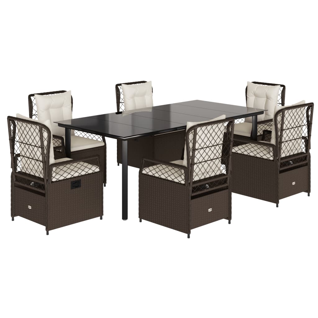 Set mobilier de grădină cu perne, 7 piese, maro, poliratan GartenMobel Dekor