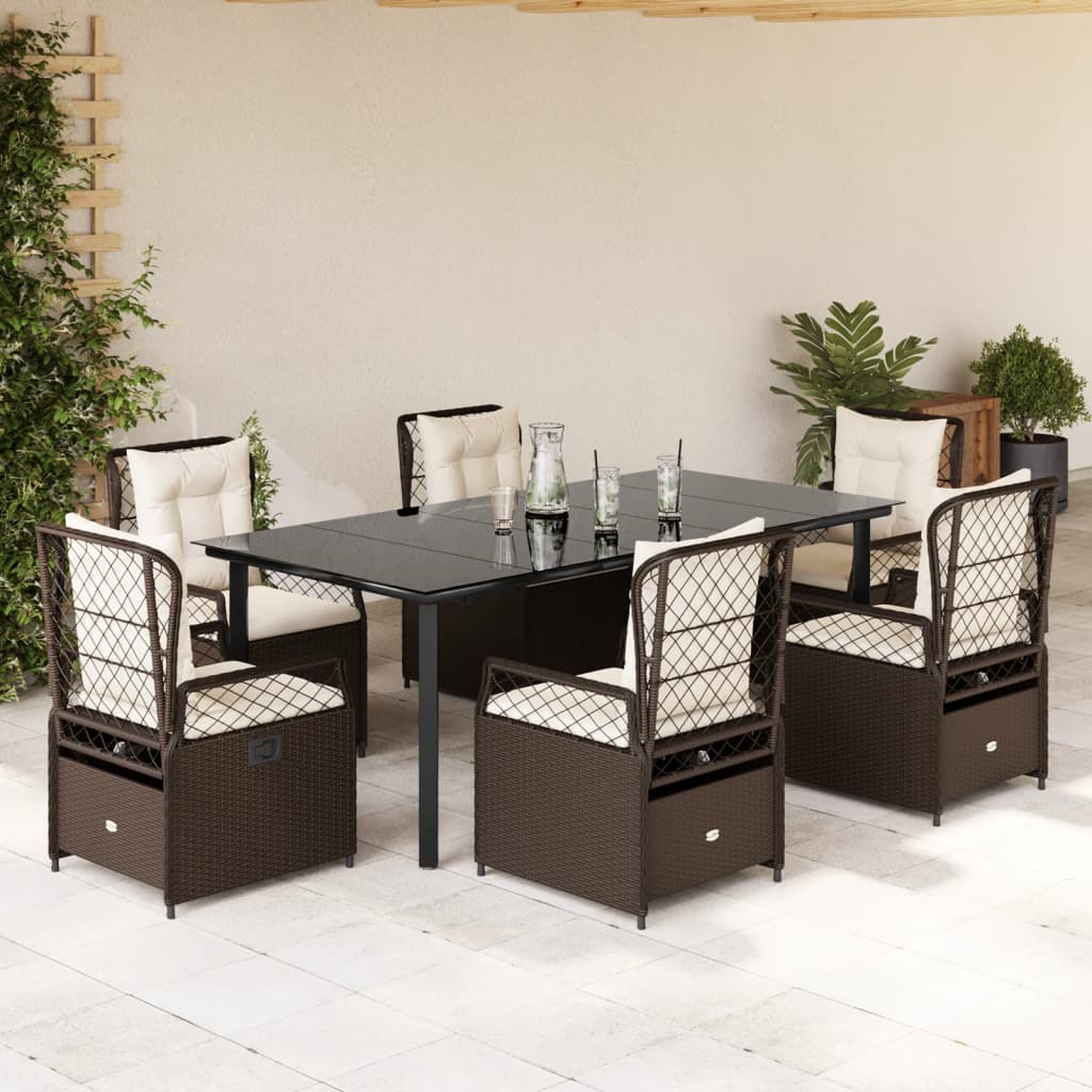 Set mobilier de grădină cu perne, 7 piese, maro, poliratan GartenMobel Dekor