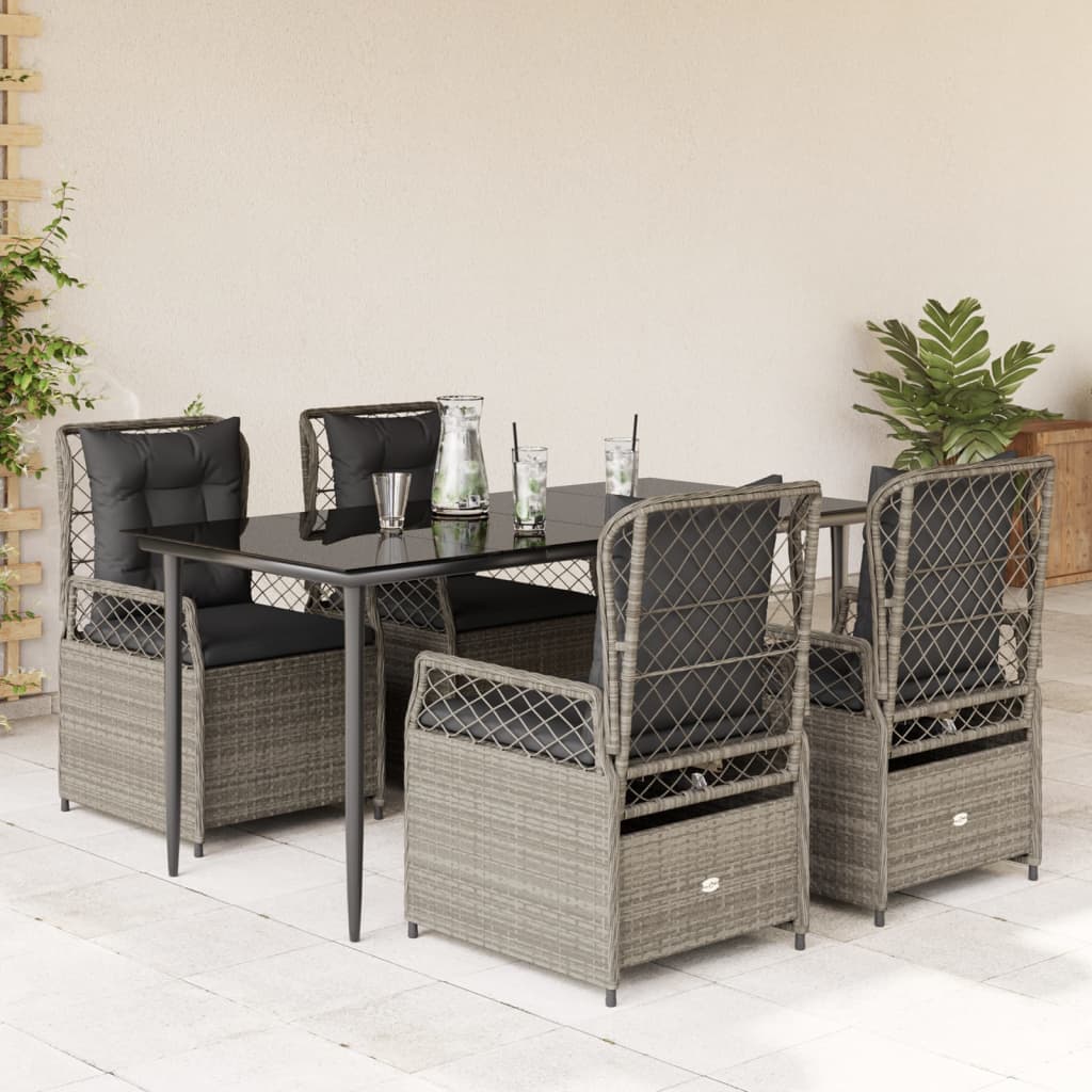 Set mobilier de grădină cu perne, 5 piese gri deschis poliratan GartenMobel Dekor