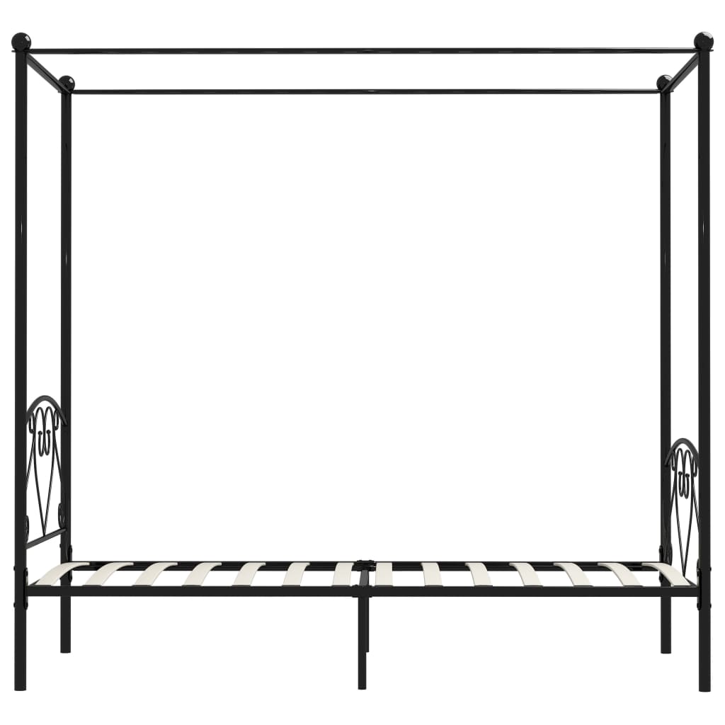 Cadru de pat cu baldachin, negru, 100 x 200 cm, metal GartenMobel Dekor