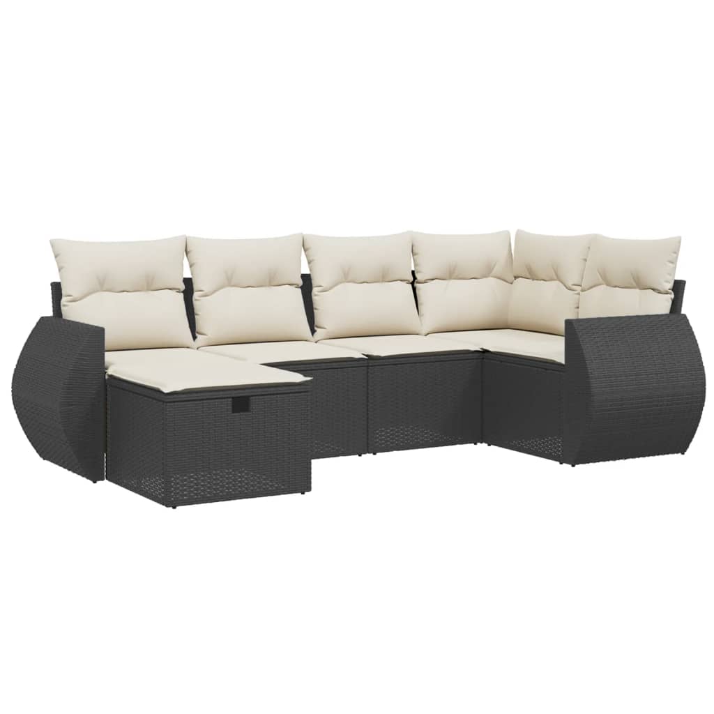 Set mobilier de grădină cu perne, 6 piese, negru, poliratan GartenMobel Dekor