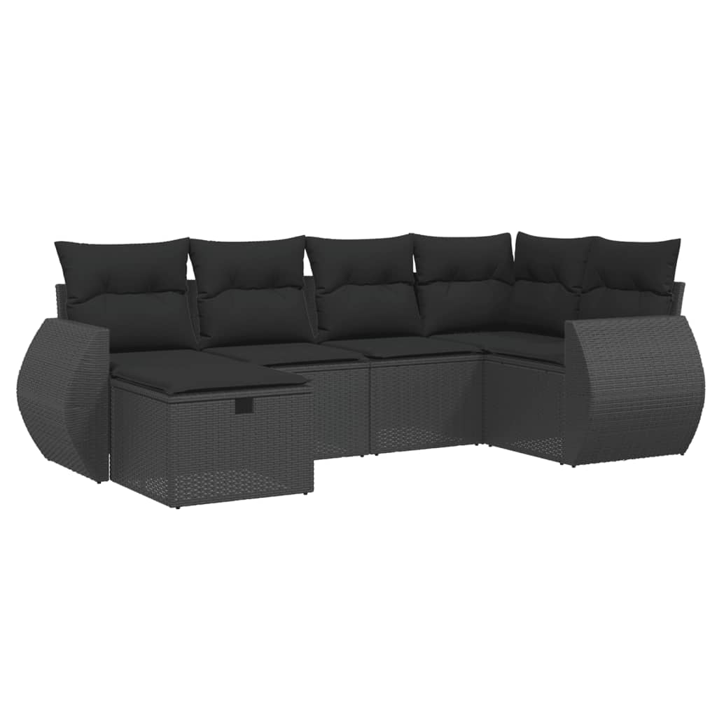 Set mobilier de grădină cu perne, 6 piese, negru, poliratan GartenMobel Dekor