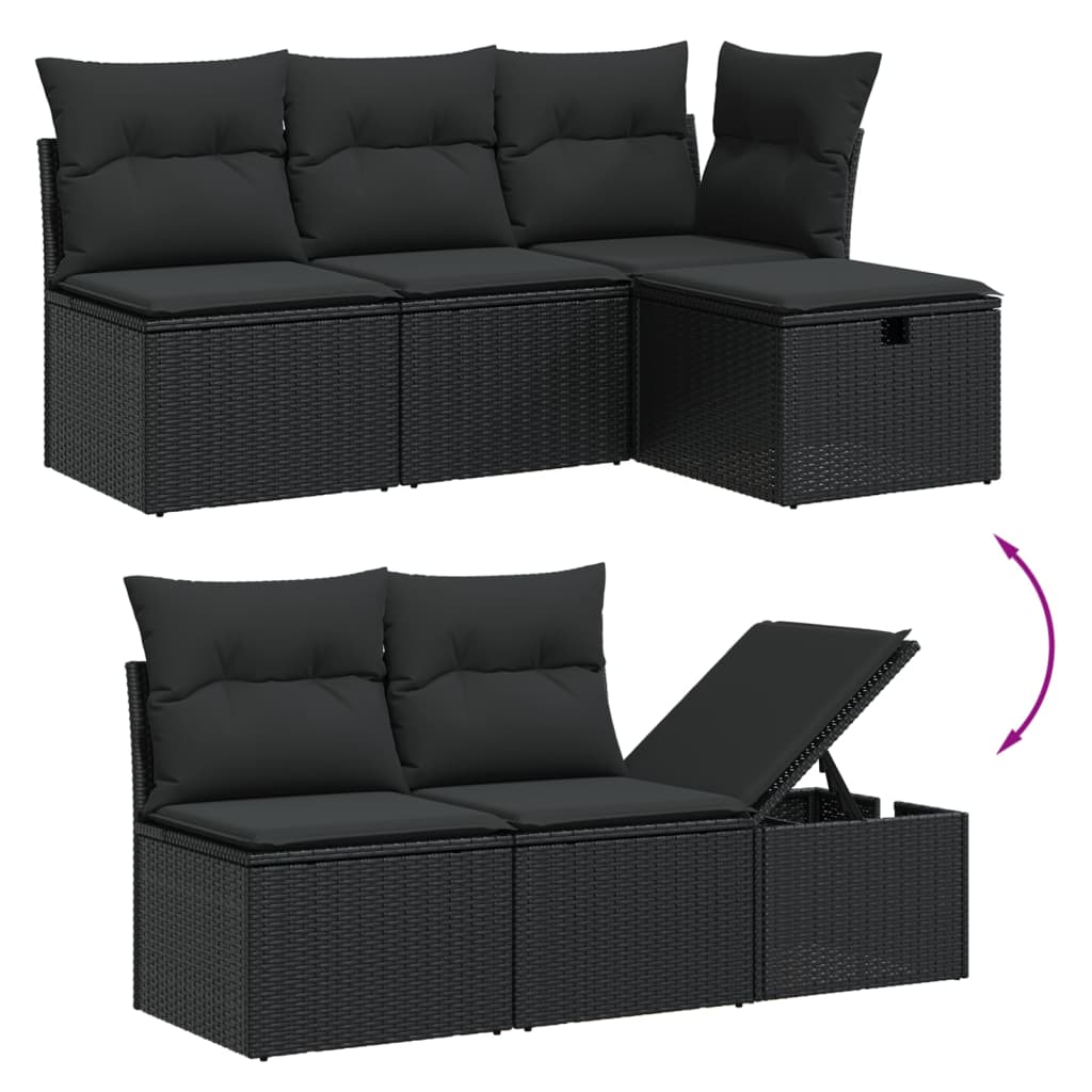Set mobilier de grădină cu perne, 6 piese, negru, poliratan GartenMobel Dekor