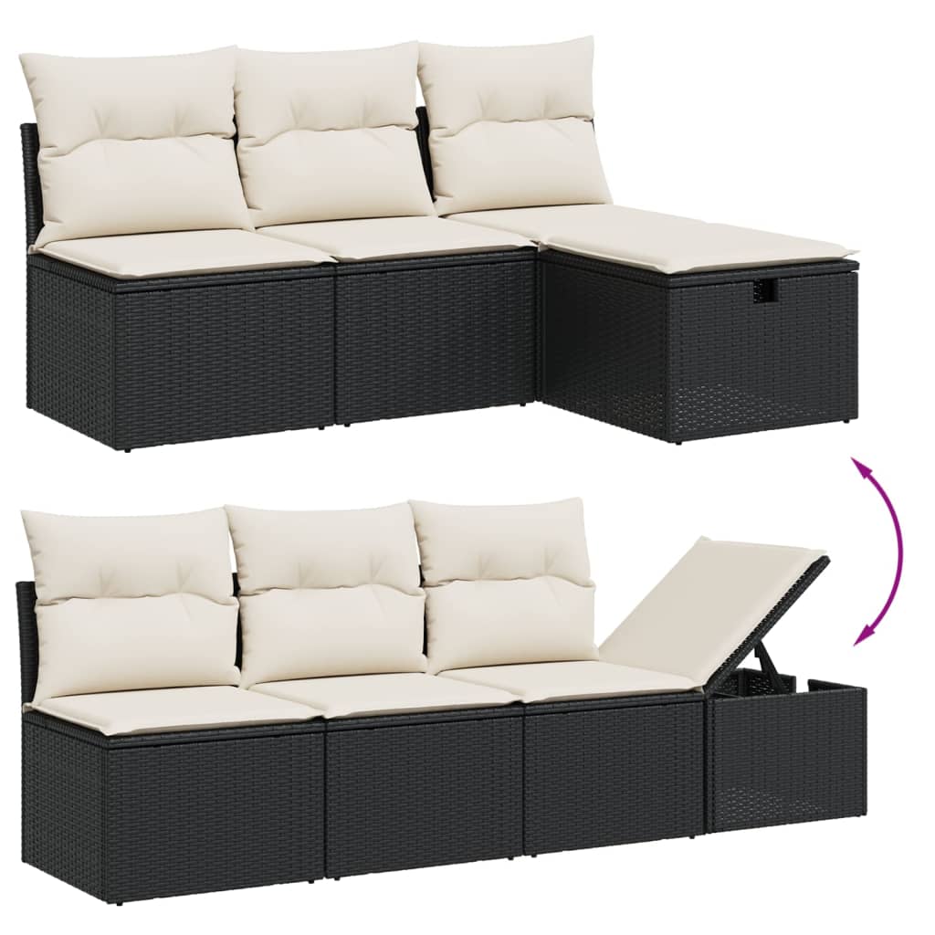 Set mobilier de grădină cu perne, 8 piese, negru, poliratan GartenMobel Dekor