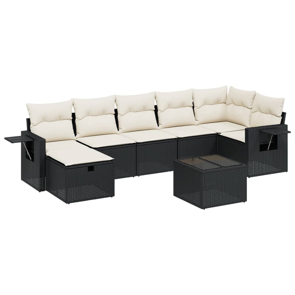 Set mobilier de grădină cu perne, 8 piese, negru, poliratan GartenMobel Dekor