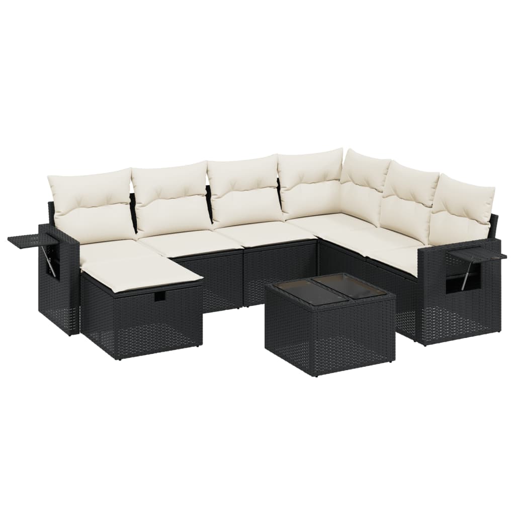 Set mobilier de grădină cu perne, 8 piese, negru, poliratan GartenMobel Dekor