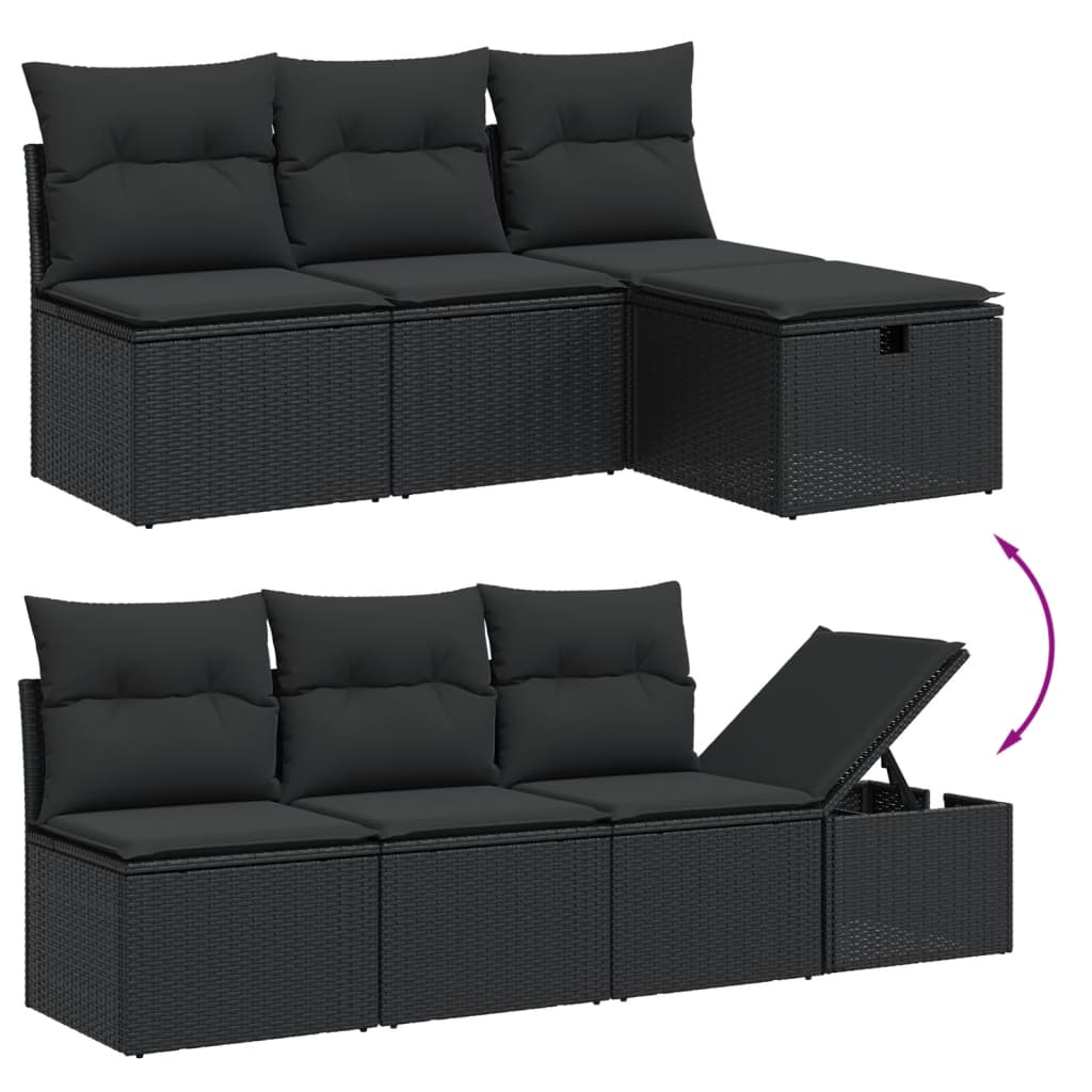 Set mobilier de grădină cu perne, 8 piese, negru, poliratan GartenMobel Dekor