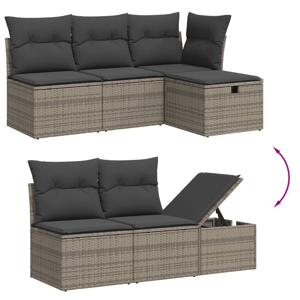 Set mobilier grădină cu perne, 6 piese, gri, poliratan GartenMobel Dekor