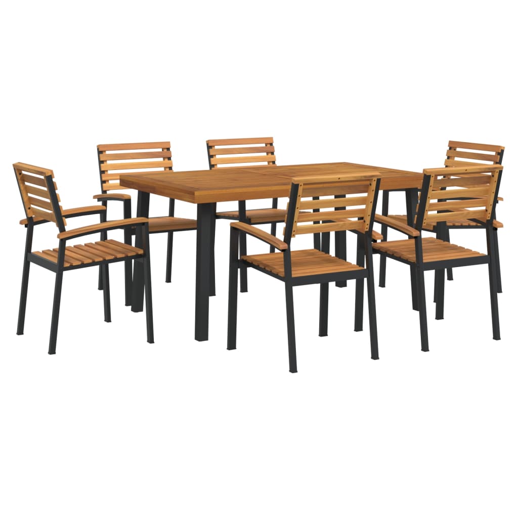 Set mobilier de grădină, 7 piese, lemn masiv de acacia și metal GartenMobel Dekor