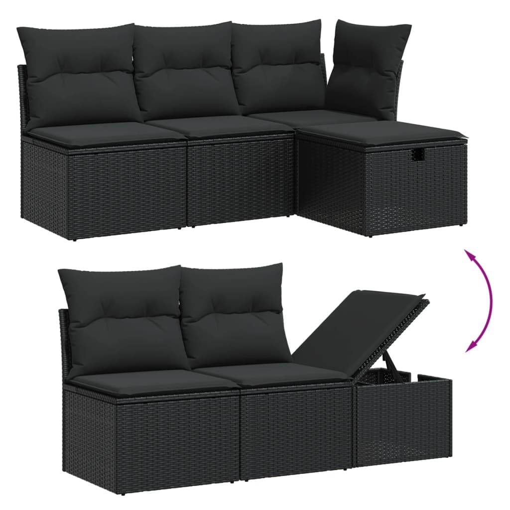 Set mobilier de grădină cu perne, 6 piese, negru, poliratan GartenMobel Dekor