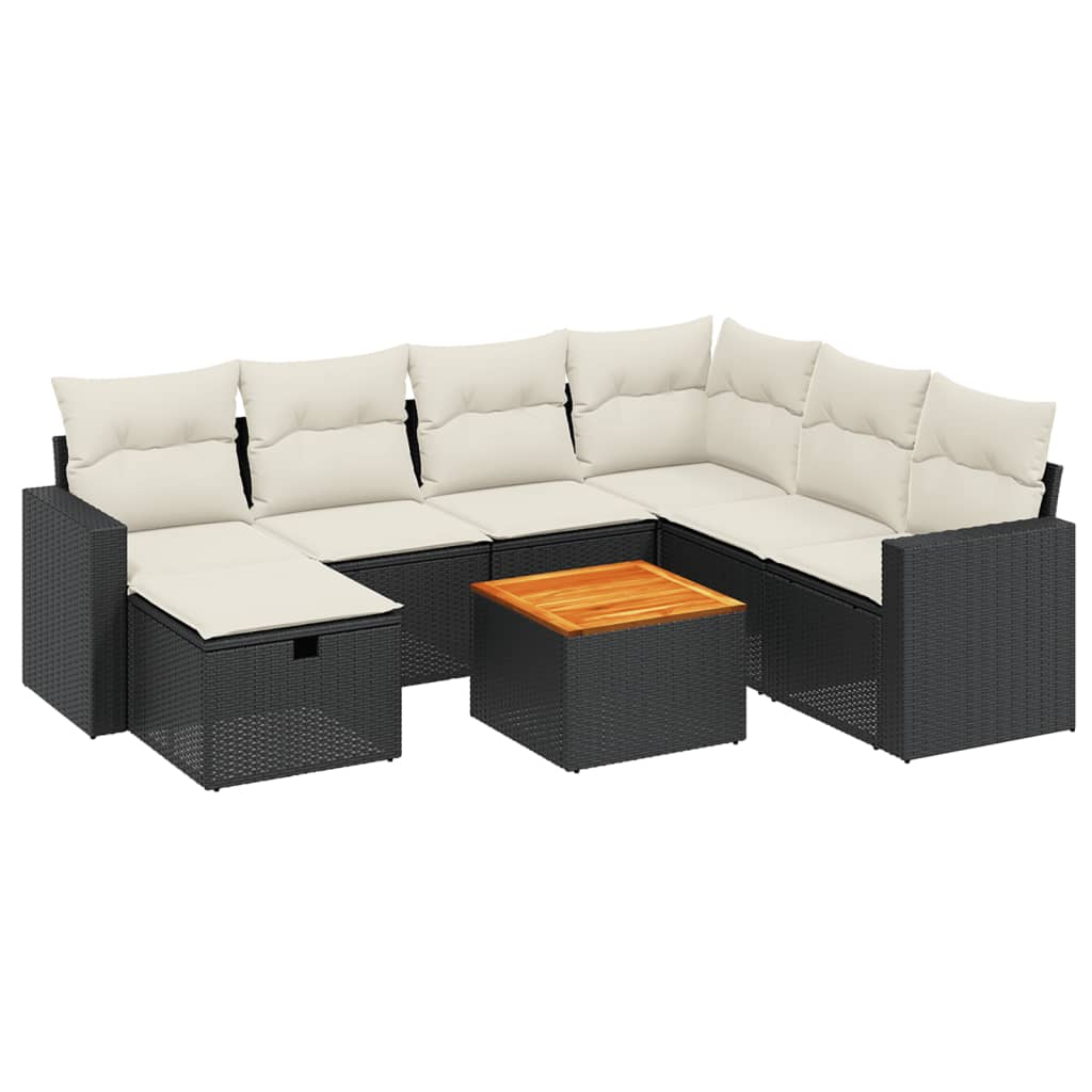 Set mobilier de grădină cu perne, 8 piese, negru, poliratan GartenMobel Dekor
