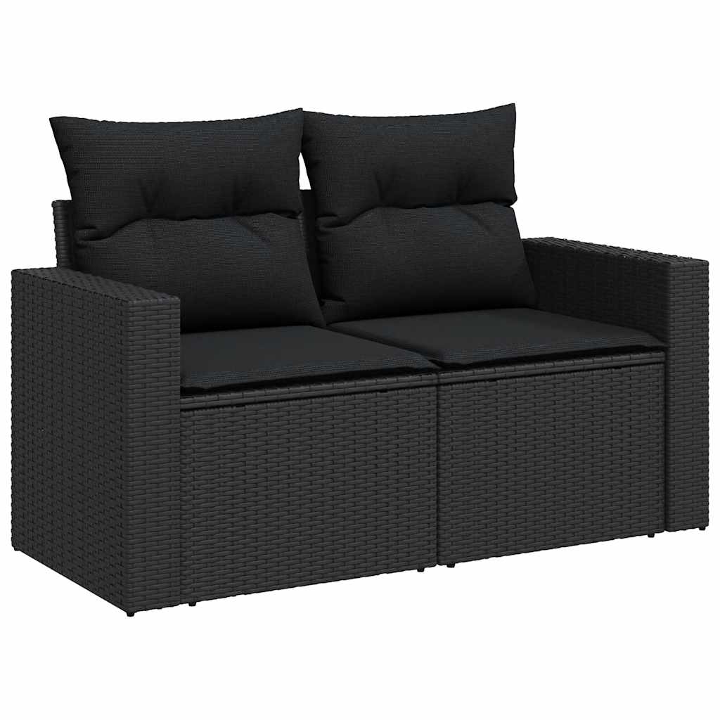 Set mobilier de grădină cu perne, 9 piese, negru, poliratan GartenMobel Dekor