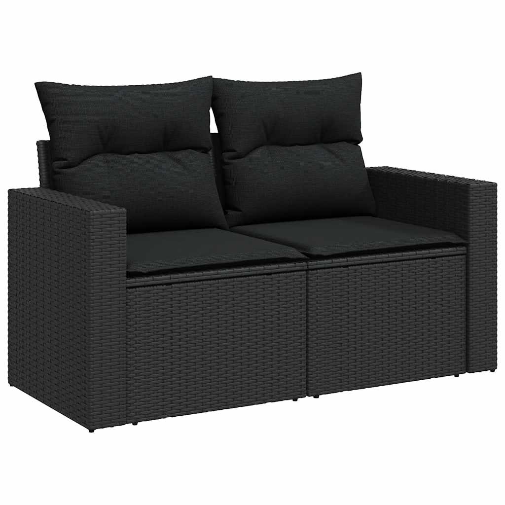 Set canapele de grădină cu perne, 7 piese, negru, poliratan GartenMobel Dekor