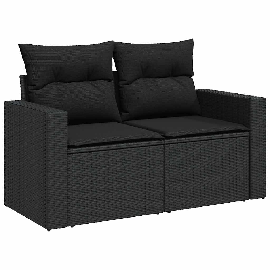 Set mobilier de grădină cu perne, 6 piese, negru, poliratan GartenMobel Dekor