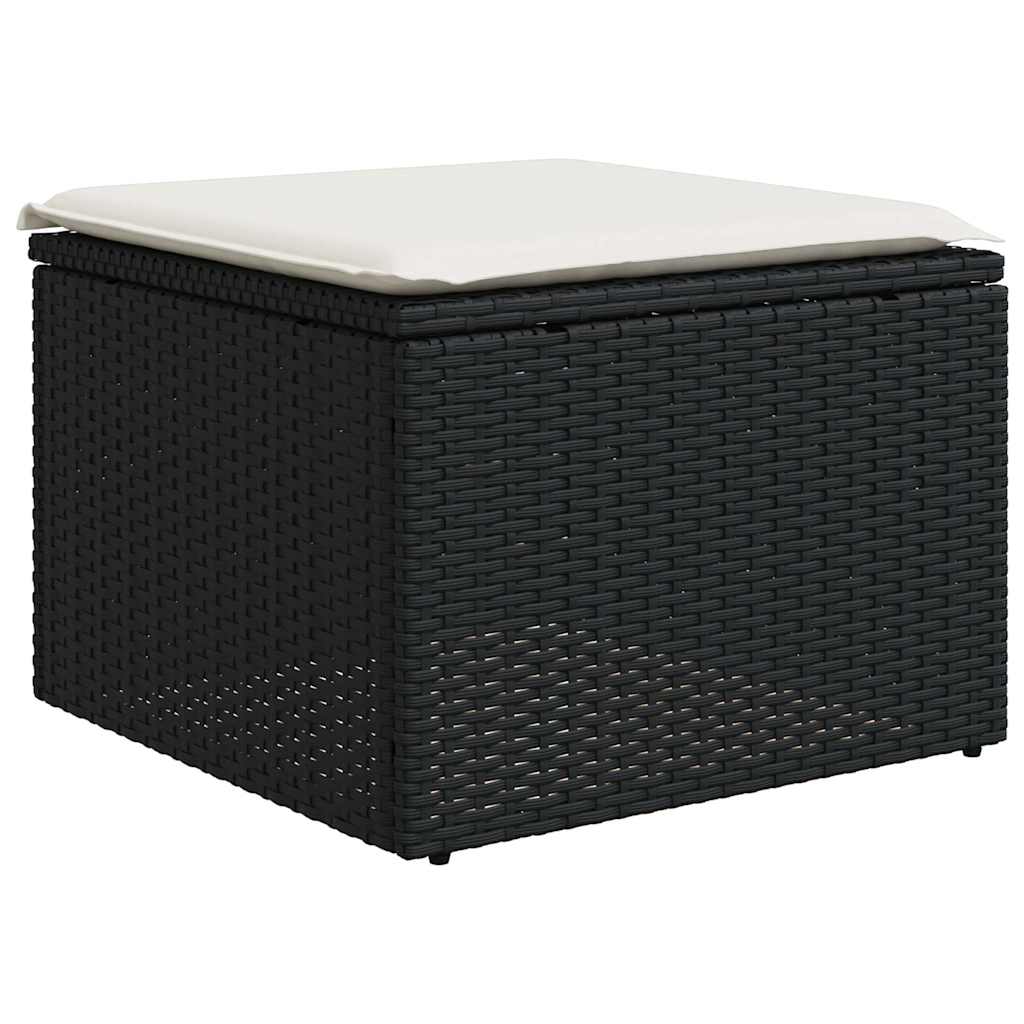 Set mobilier de grădină cu perne, 9 piese, negru, poliratan GartenMobel Dekor
