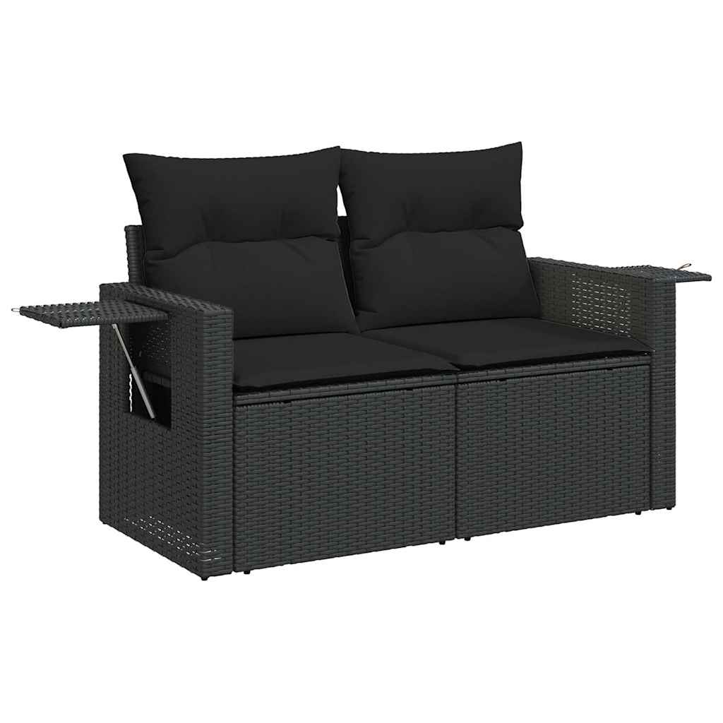 Set mobilier de grădină cu perne, 6 piese, negru, poliratan GartenMobel Dekor