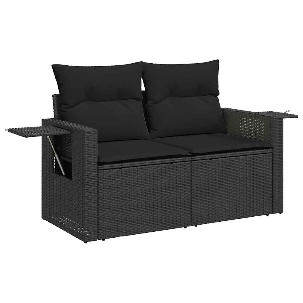 Set mobilier de grădină cu perne, 8 piese, negru, poliratan GartenMobel Dekor