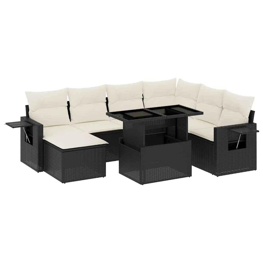 Set mobilier de grădină cu perne, 9 piese, negru, poliratan GartenMobel Dekor