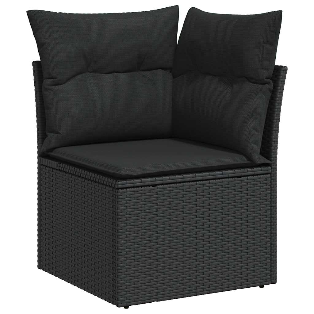 Set mobilier de grădină cu perne, 9 piese, negru, poliratan GartenMobel Dekor