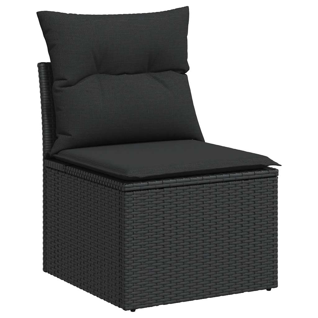 Set mobilier de grădină cu perne, 9 piese, negru, poliratan GartenMobel Dekor