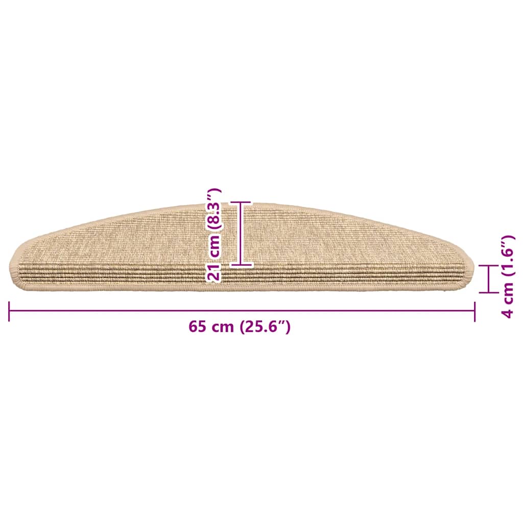 Covorașe pentru scări, 15 buc., 65x21x4 cm, bej deschis, semirotunde, mari GartenMobel Dekor