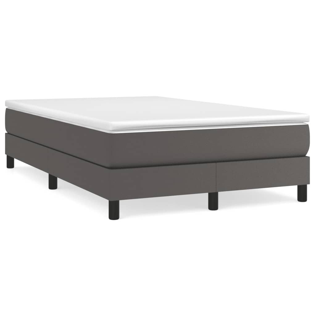 Pat box spring cu saltea, gri, 120x190 cm, piele ecologică GartenMobel Dekor