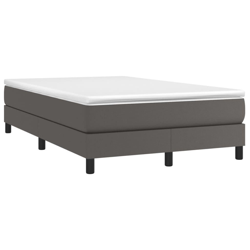 Pat box spring cu saltea, gri, 120x190 cm, piele ecologică GartenMobel Dekor