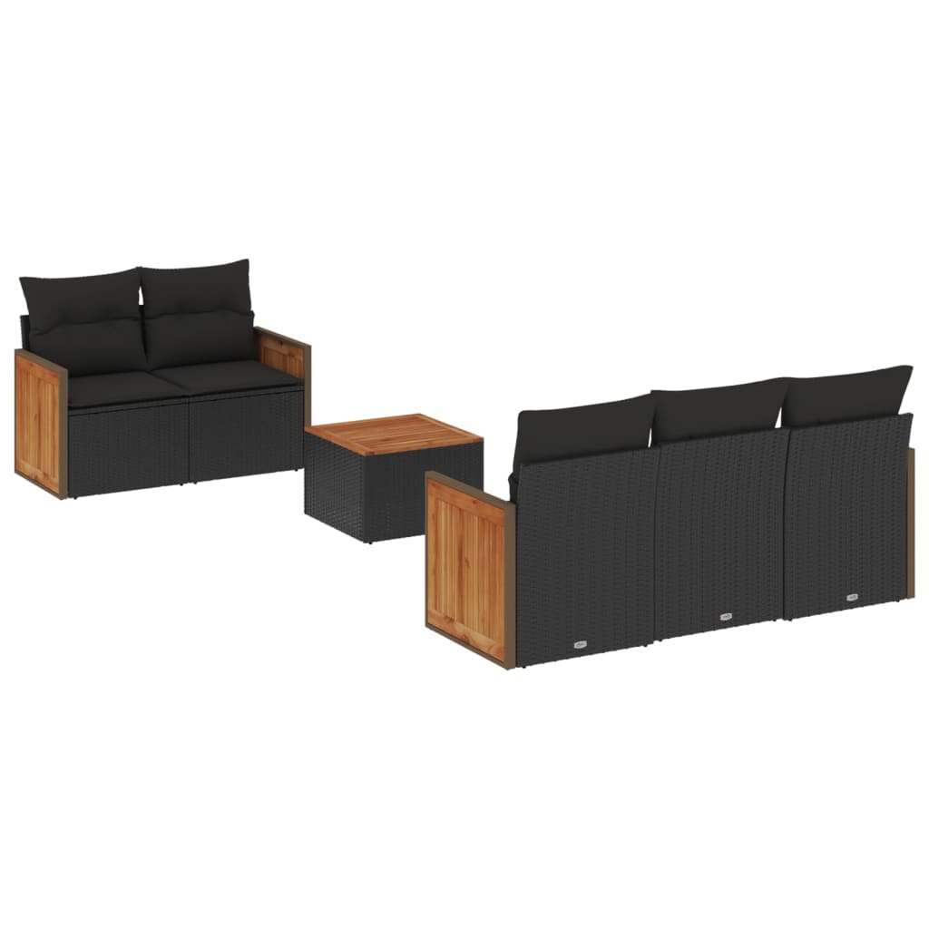 Set mobilier de grădină cu perne, 6 piese, negru, poliratan GartenMobel Dekor
