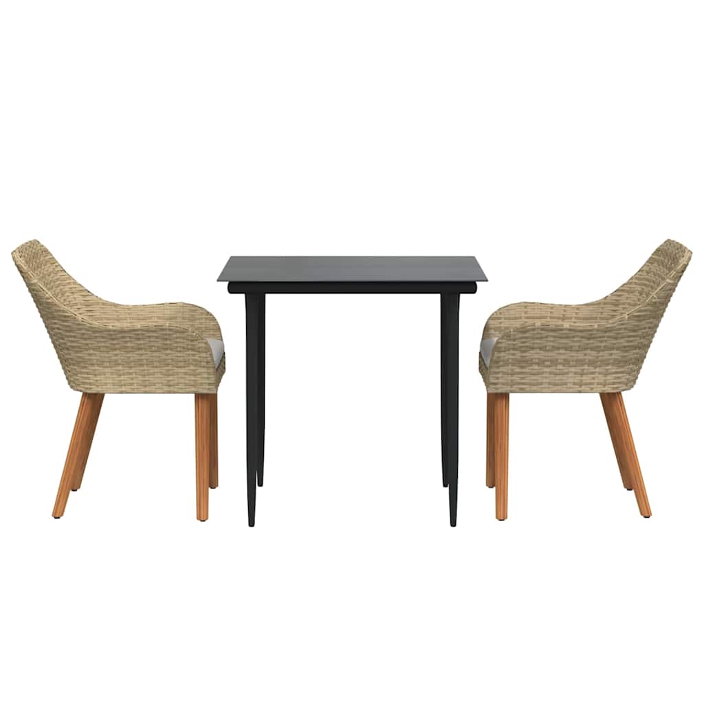 Set de masă pentru grădină cu pernă 3 pcs Bej poliratan GartenMobel Dekor