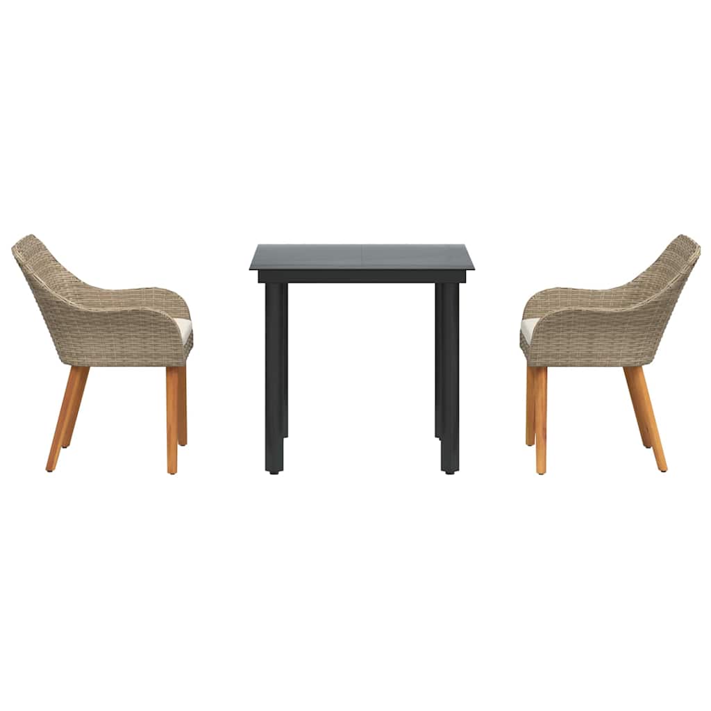 Set de masă pentru grădină cu pernă 3 pcs Bej poliratan GartenMobel Dekor
