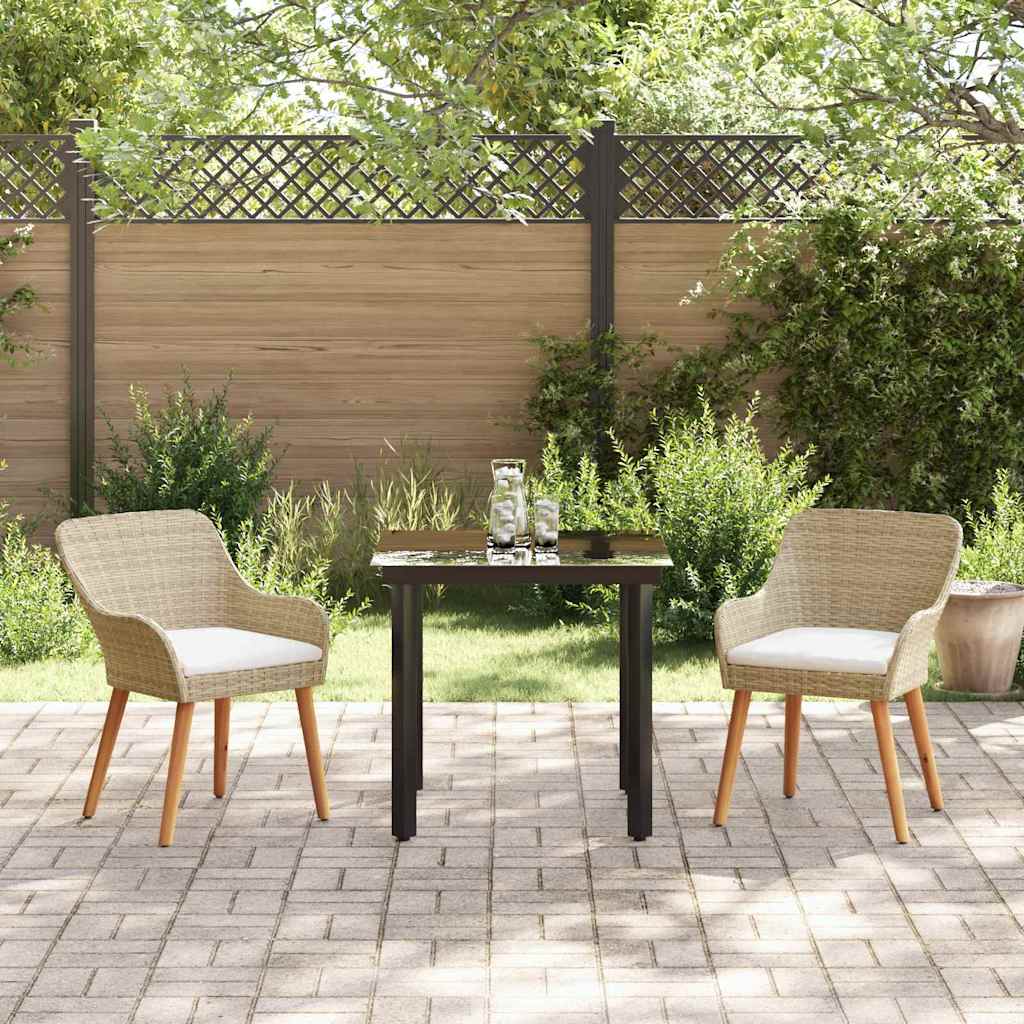 Set de masă pentru grădină cu pernă 3 pcs Bej poliratan GartenMobel Dekor