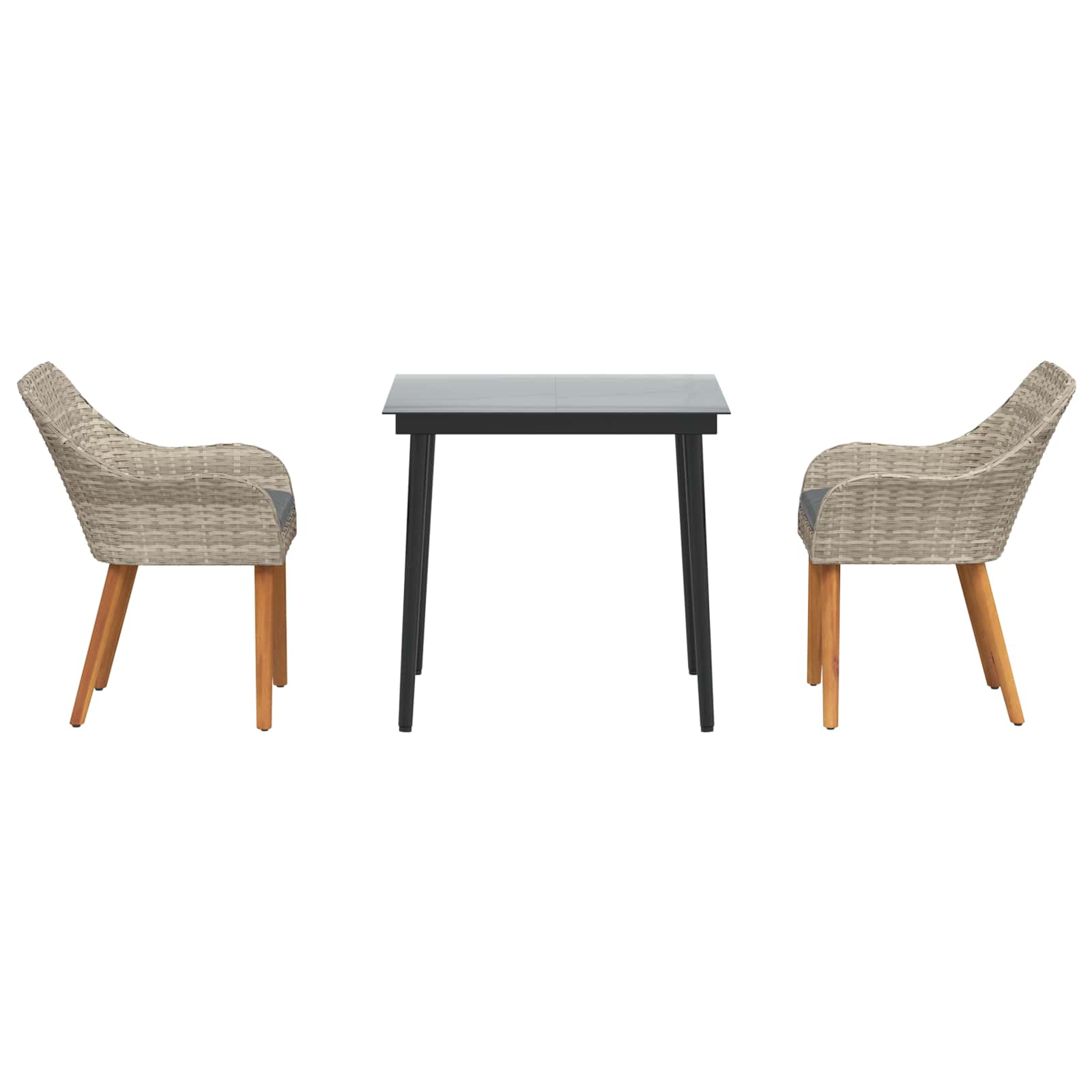 Set de masă pentru grădină cu pernă 3 pcs Gri deschis poliratan GartenMobel Dekor