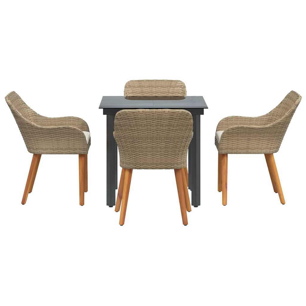 Set de masă pentru grădină cu pernă 5 pcs Bej poliratan GartenMobel Dekor