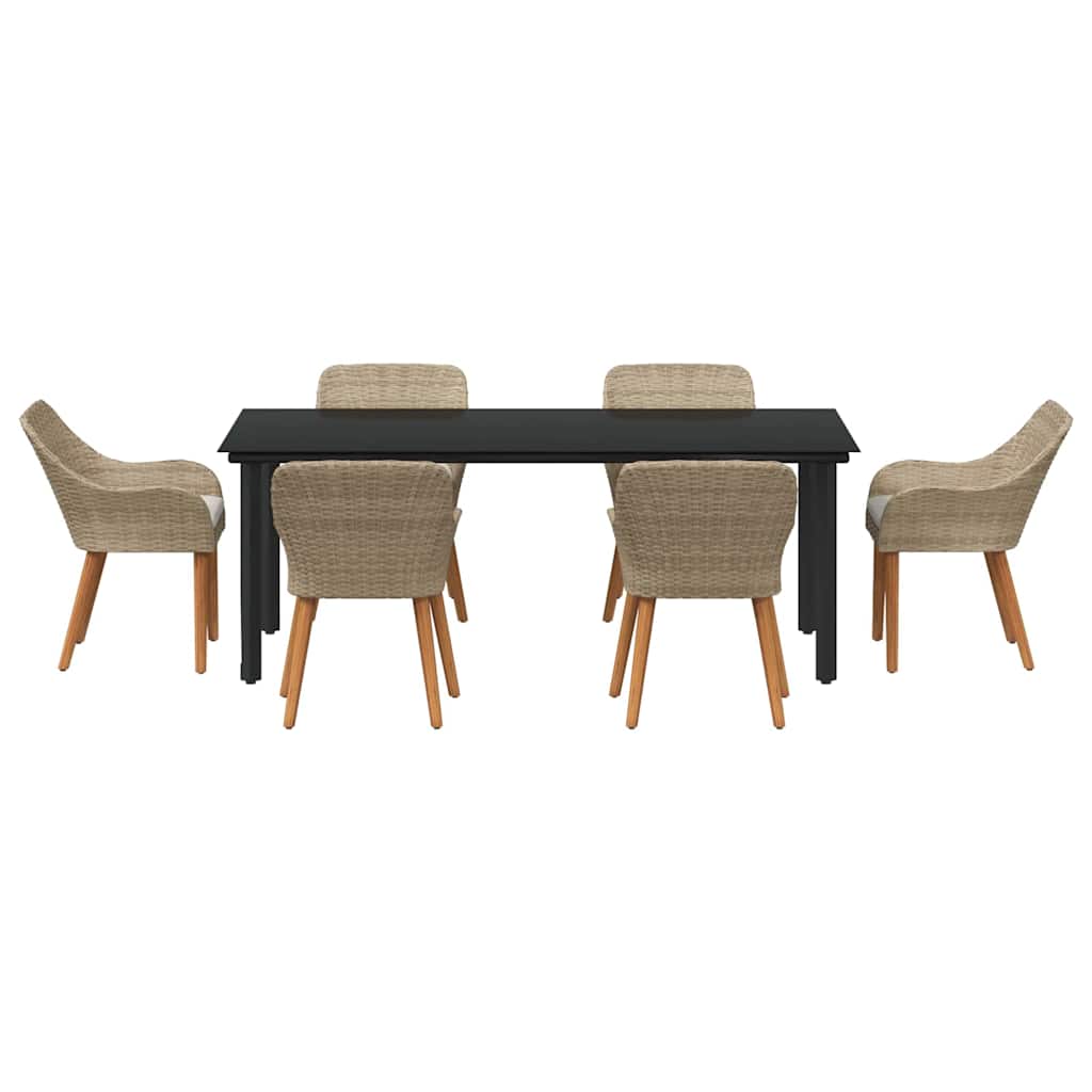 Set de masă pentru grădină cu pernă 7 pcs Bej poliratan GartenMobel Dekor