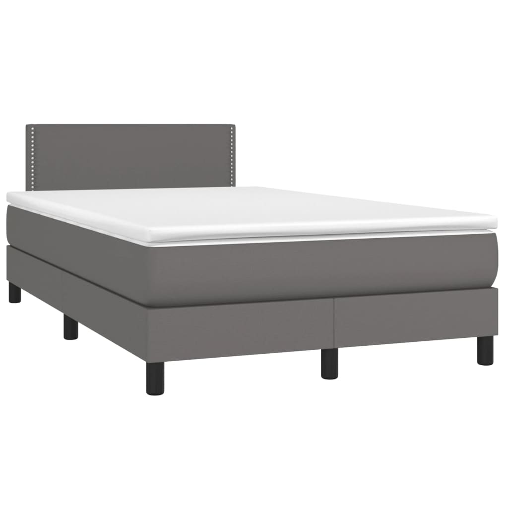 Pat box spring cu saltea, gri, 120x190 cm, piele ecologică GartenMobel Dekor