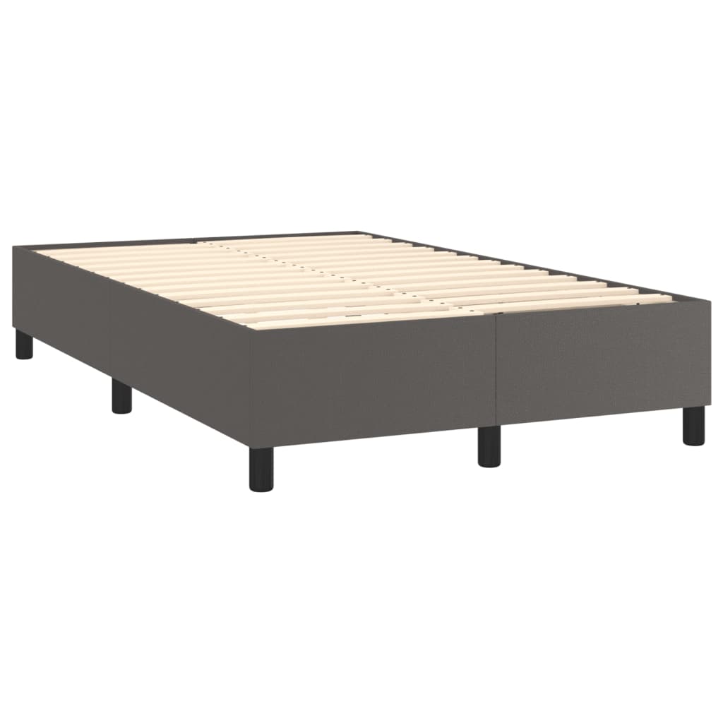 Pat box spring cu saltea, gri, 120x190 cm, piele ecologică GartenMobel Dekor