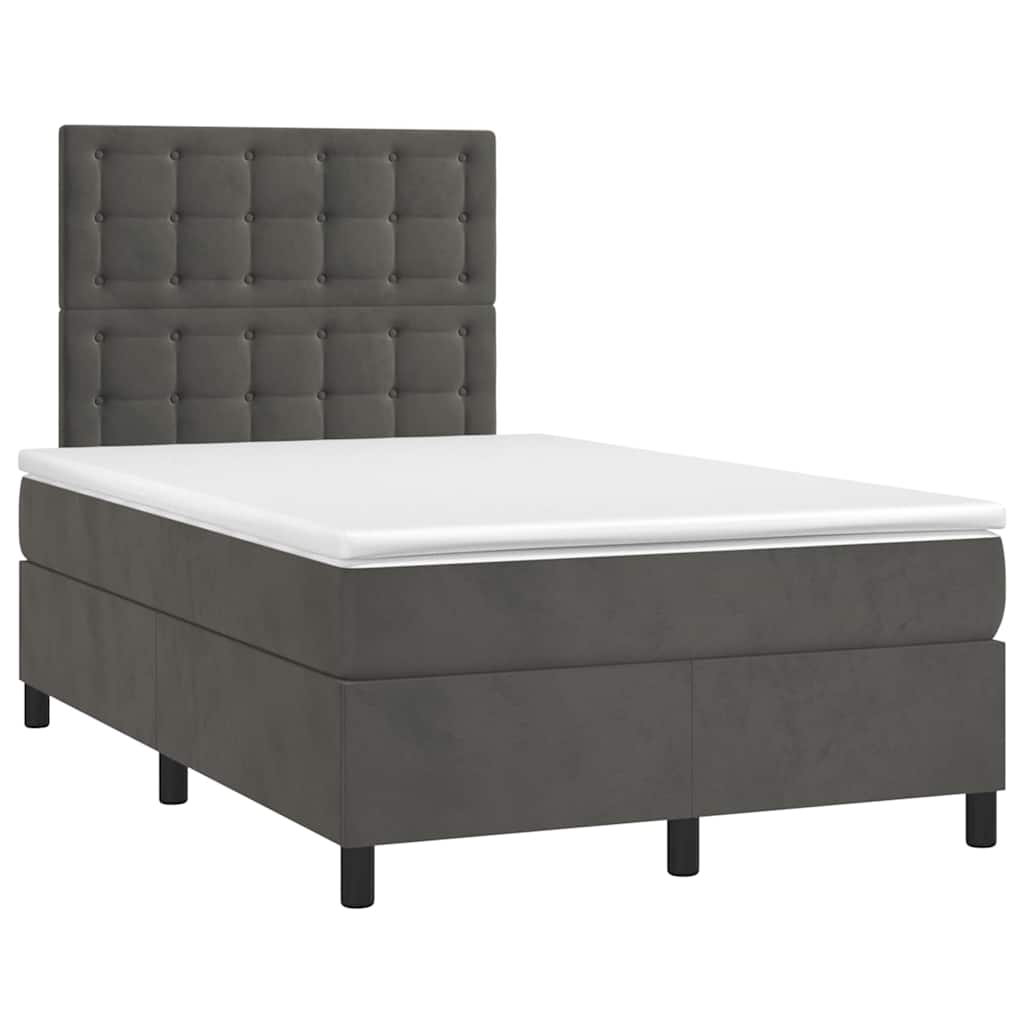 Pat box spring cu saltea, gri închis, 120x190 cm, catifea GartenMobel Dekor