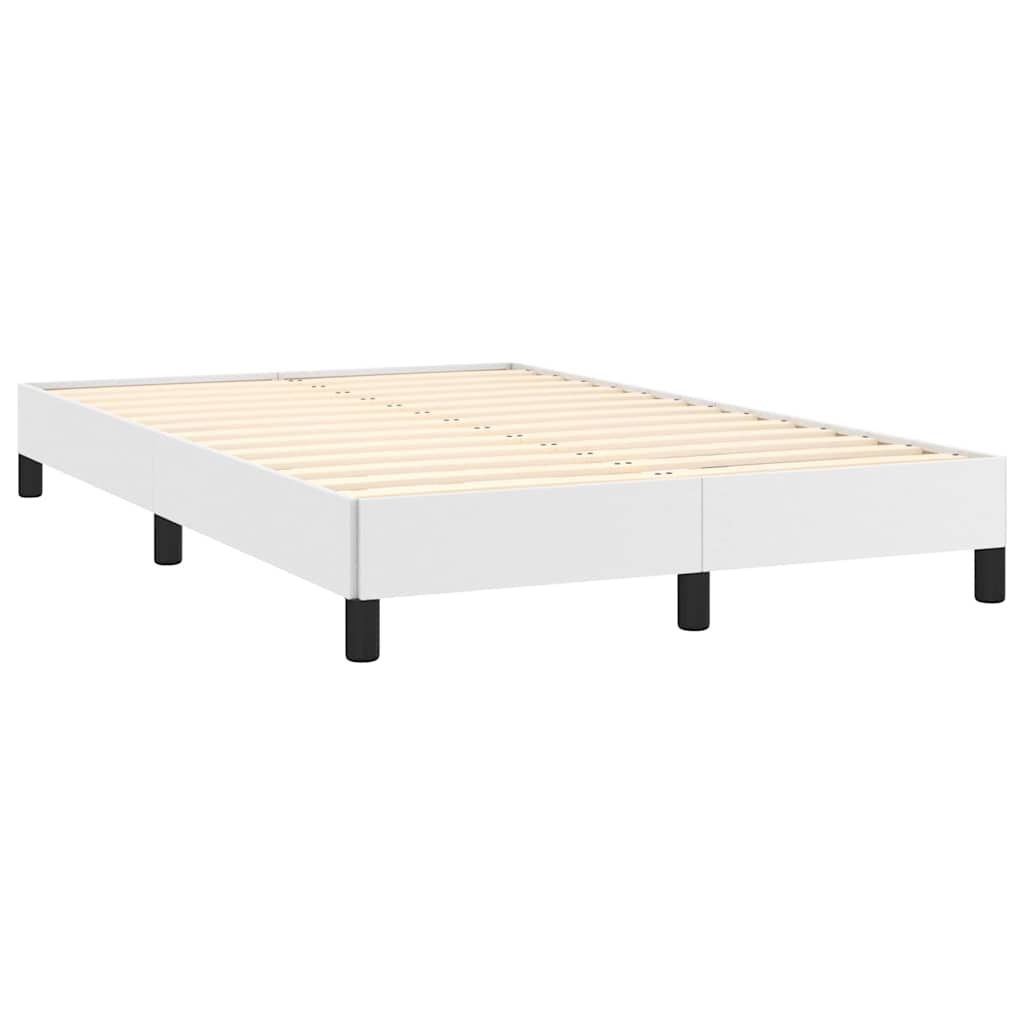 Pat box spring cu saltea și LED, alb, 120x190 cm, piele eco GartenMobel Dekor